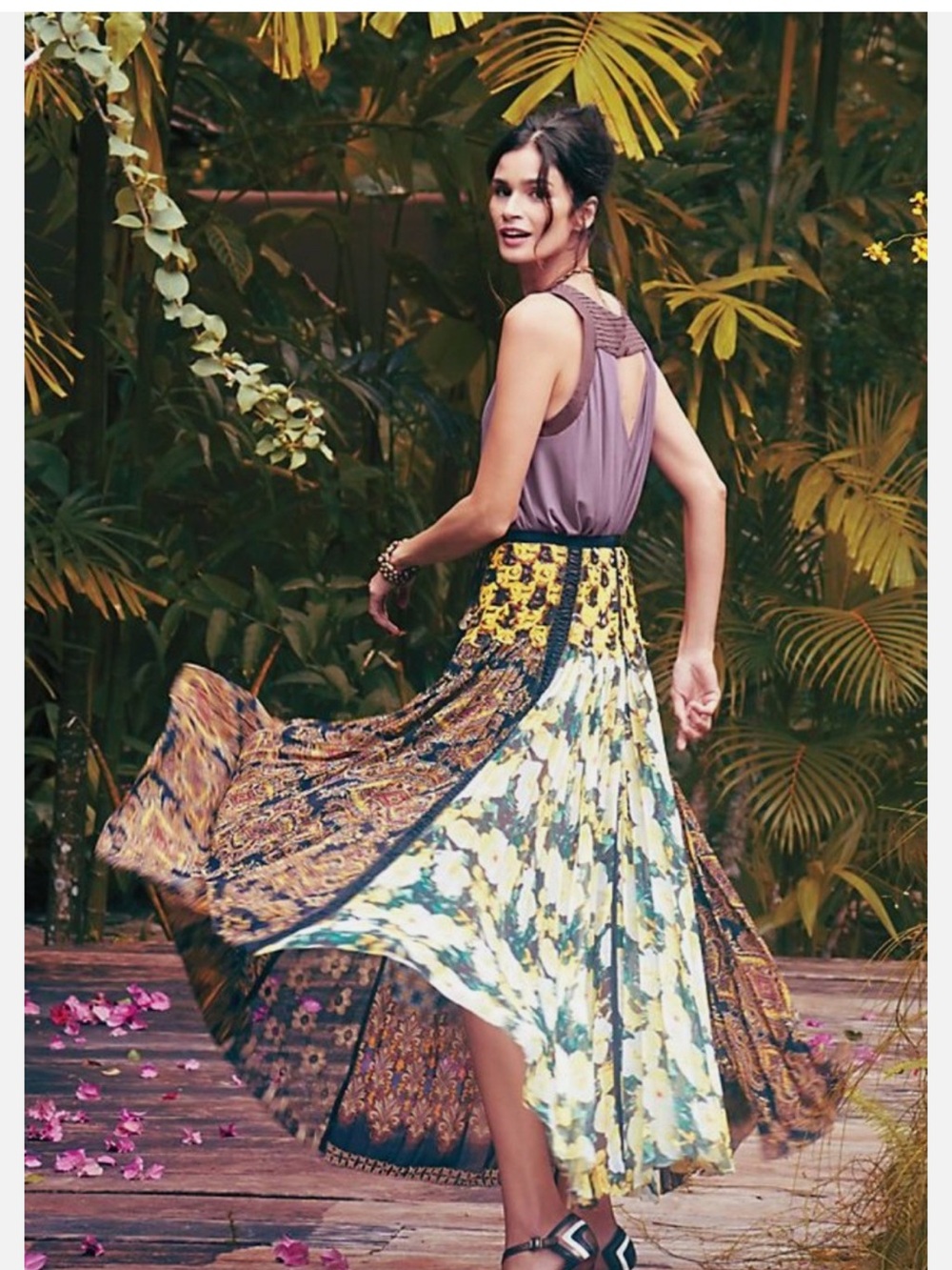 Anthropologie Beguile by Byron Lars patch floral skirt